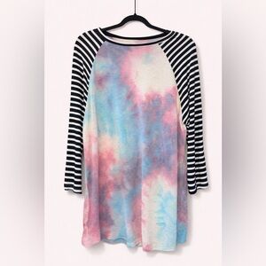 Sew in Love Women's Tie Dye and Striped Long Sleeve Top GUC Size M